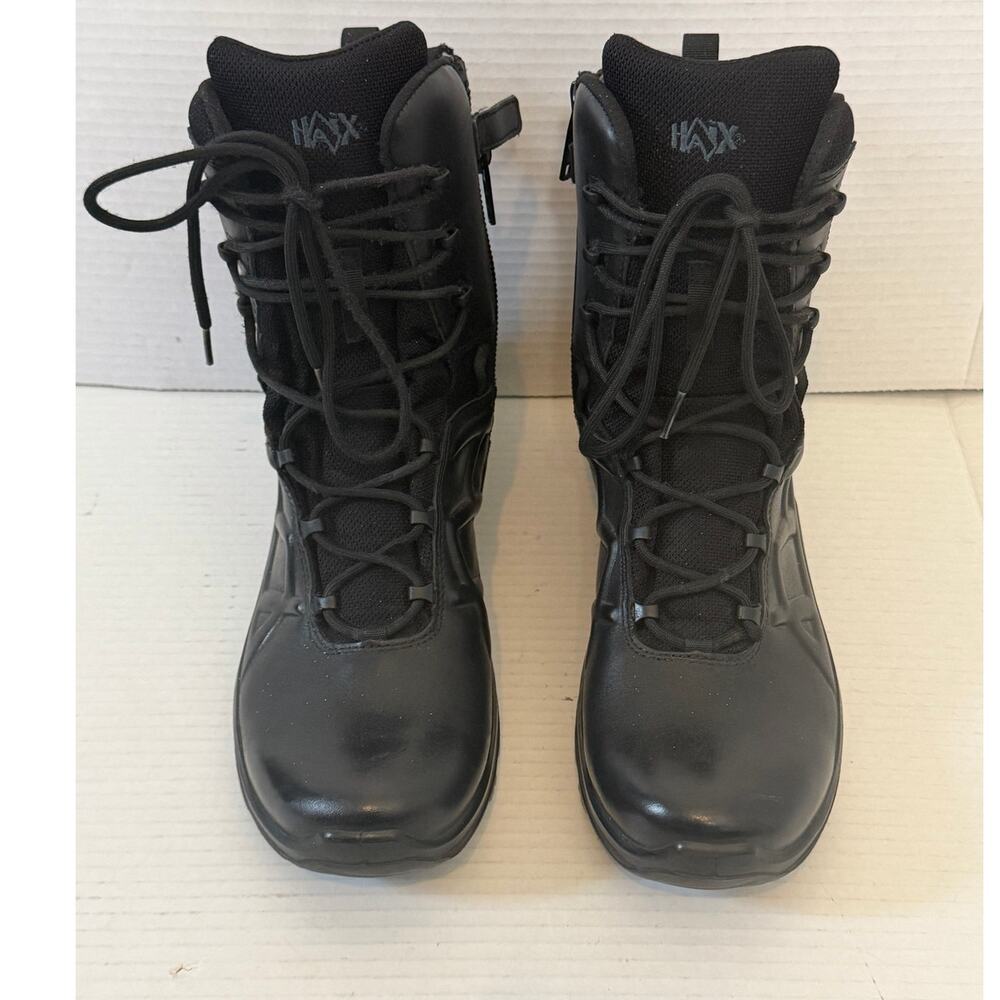 Men's Haix Black Eagle  Black Leather Lace Up Tactical Boots Size 10